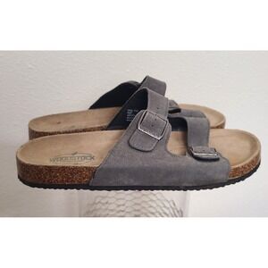 Woodstock Bert Mens 11 Gray Dual Strap Slip On Sandals Vintage Adjustable Casual